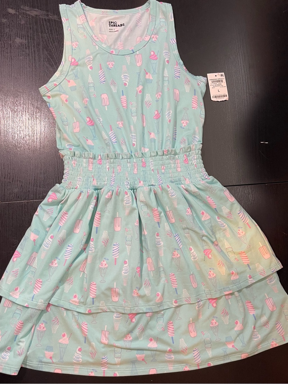 Epic Threads Mint and Pink Ice Cream Print Ruffle Dress